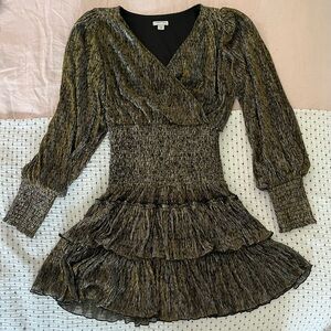 Habitual Black and Gold Long Sleeve Dress